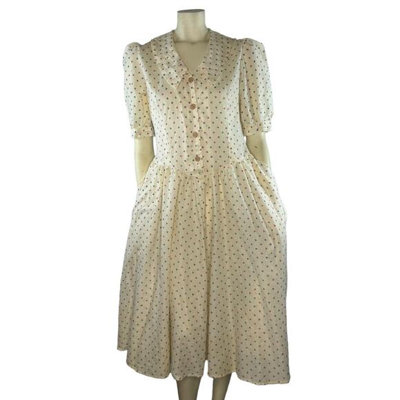 American Vintage Shirt waist dress cream with hearts all over size small - Picture 2 of 11
